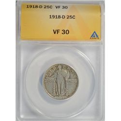 1918-D STANDING LIBERTY QUARTER ANACS VF-XF 30