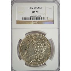 1882-O/S MORGAN DOLLAR NGC MS62, LOOKS MS63 TO US! VERY NICE!