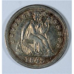 1843  Seated Liberty dime    all original color AU  est $125-$135