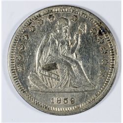 1859  Seated Liberty quarter  XF  est $65-$70