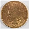 Image 1 : 1908-D NO MOTTO $10.00 GOLD INDIAN ORIGINAL UNCLEANED MS63, VERY RARE, FROM AN