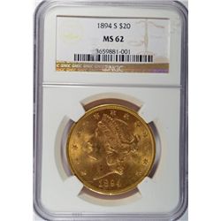 1894-S $20.00 GOLD LIBERTY NGC MS62