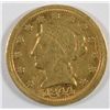 Image 1 : 1844-D 2.50 LIBERTY GOLD XF SMALL MARK OBVERSE, TYPICAL DAHLONEGA STRIKE. RARE!