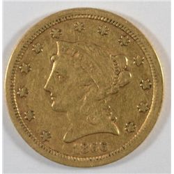 1866-S - 2.50 LIBERTY GOLD XF RARE DATE, TYPICAL STRIKE FOR THIS DATE