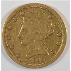 1866-S - 2.50 LIBERTY GOLD XF RARE DATE, TYPICAL STRIKE FOR THIS DATE