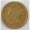 Image 1 : 1866-S - 2.50 LIBERTY GOLD XF RARE DATE, TYPICAL STRIKE FOR THIS DATE