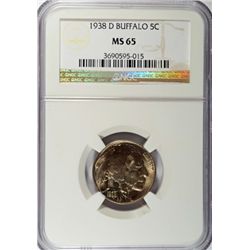 1938 D BUFFALO NICKEL NGC MS65 GEM