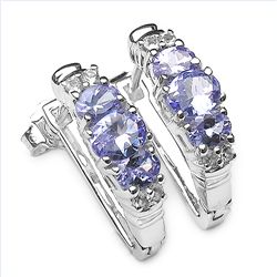 1.58ctw Genuine Tanzanite & White Topaz .925 Sterling Silver Earrings
