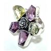 Image 1 : Silver and Amethyst & Lemon Quartz Ring