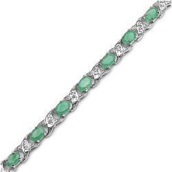 7.31ctw Genuine Emerald .925 Sterling Silver Bracelet