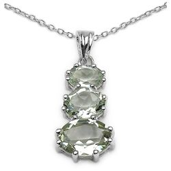 6.08ctw Genuine Green Amethyst .925 Sterling Silver Pendant