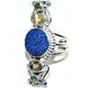 Image 1 : Silver and Titanium Drusy, Citrine & Peridot Ring