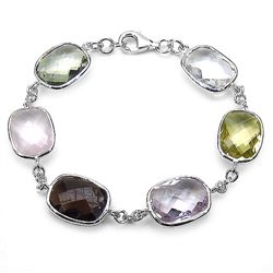 49.47ctw Genuine Multigemstone .925 Sterling Silver Bracelet