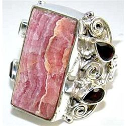 Silver and Rhodochrosite Ring