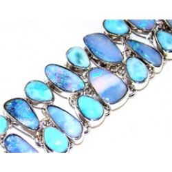 Fire Opal and Larimar Bracelet