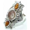 Image 1 : Silver and Golden Rutilated Quartz & Tiger's Eye Ring