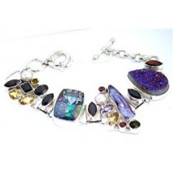 Mystic Topaz, Titanium Drusy and Mixed Stones Bracelet