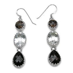 23.30ctw Genuine Smoky Topaz & White Topaz .925 Sterling Silver Earrings