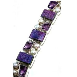 Amethyst, Peal & Titanium Drusy Bracelet