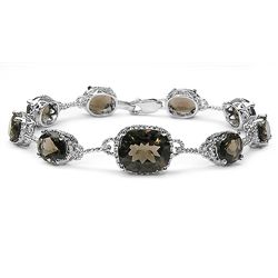 17.80 Carat Genuine Smoky Topaz Sterling Silver Bracelet