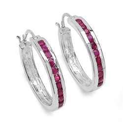 0.99ctw Genuine Ruby .925 Sterling Silver Earrings