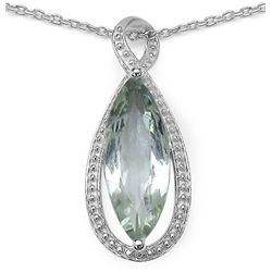 3.45ctw Genuine Green Amethyst .925 Sterling Silver Pendant