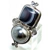 Image 1 : Silver and Agate & Pearl Ring