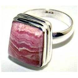 Silver and Rhodochrosite Ring