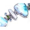 Image 1 : Larimar, Biwa Pearl, Blue Topaz and Peridot Bracelet