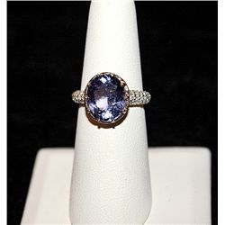 14K GOLD DIAMOND AND TANZANITE RING