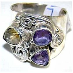 Silver and Mixed Stones Ring