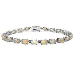 5.94ctw Genuine Opal .925 Sterling Silver Bracelet