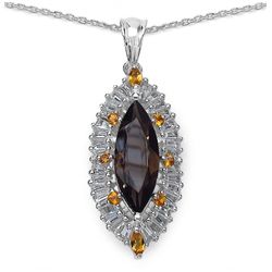 5.48ctw Genuine Smoky Topaz, Citrine & White Topaz .925 Sterling Silver Pendant