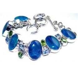 Fire Opal, Peridot and Blue Topaz Bracelet