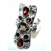 Image 1 : Silver and Smokey Quartz & Garnet Ring