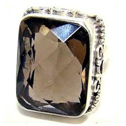 Silver and Smokey Quartz Ring