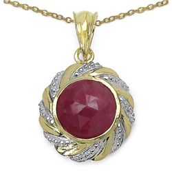 5.31ctw Genuine Pink Sapphire 14K Yellow Gold Plated .925 Sterling Silver Silver Pendant