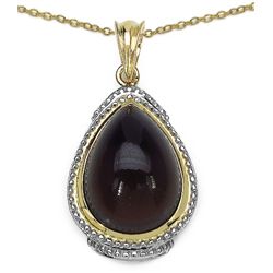 13.50ctw Genuine Smoky Topaz 14K Yellow Gold Plated .925 Sterling Silver Silver Pendant