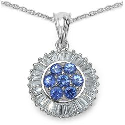 2.44ctw Genuine Tanzanite & White Topaz .925 Sterling Silver Pendant