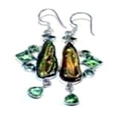 Biwa Pearl & Peridot Earrings