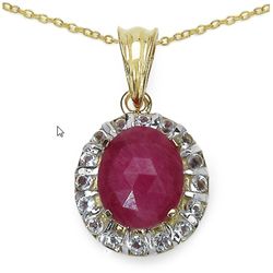 4.96ctw Genuine Pink Sapphire & White Topaz 14K Yellow Gold Plated .925 Sterling Silver Silver Penda