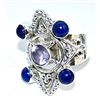 Image 1 : Silver and Lapis & Amethyst Ring