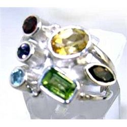 Silver and Mixed Stones Ring