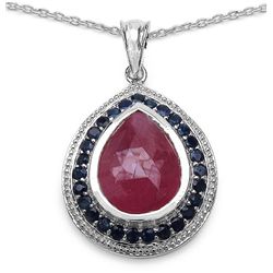 11.46ctw Genuine Pink Sapphire & Blue Sapphire .925 Sterling Silver Pendant