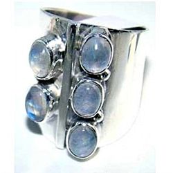 Silver and Rainbow Moonstone Ring