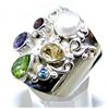 Image 1 : Silver and Pearl & Mixed Stones Ring