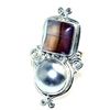 Image 1 : Silver and Botswana Agate & Pearl Ring