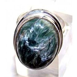 Silver and Serphinite Ring