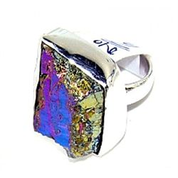 Silver and Coated Drusy Ring