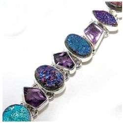 Titanium Drusy & Amethyst Bracelet